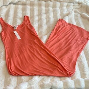 Women’s Buttery Soft Stretchy Coral Scoop-Neck Maxi Dress NEW NWT